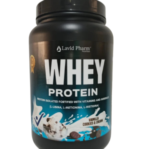 Whey Protein Isolate sabor Vainilla Cookies and Cream tarro 2 libras Lavid Pharm