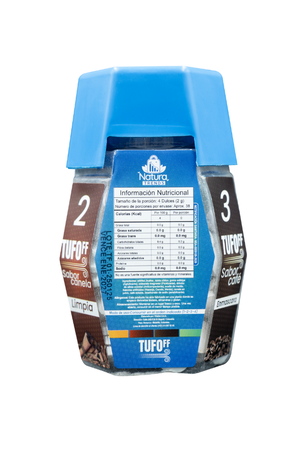 Ingredientes dulces TUFOFF café soluble canela en polvo y aceite de menta